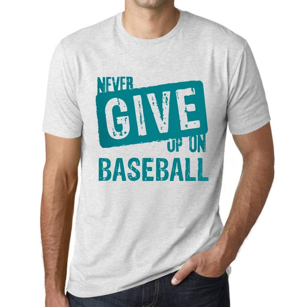 Ultrabasic Homme T-Shirt Graphique Never Give Up on Baseball Blanc Chiné