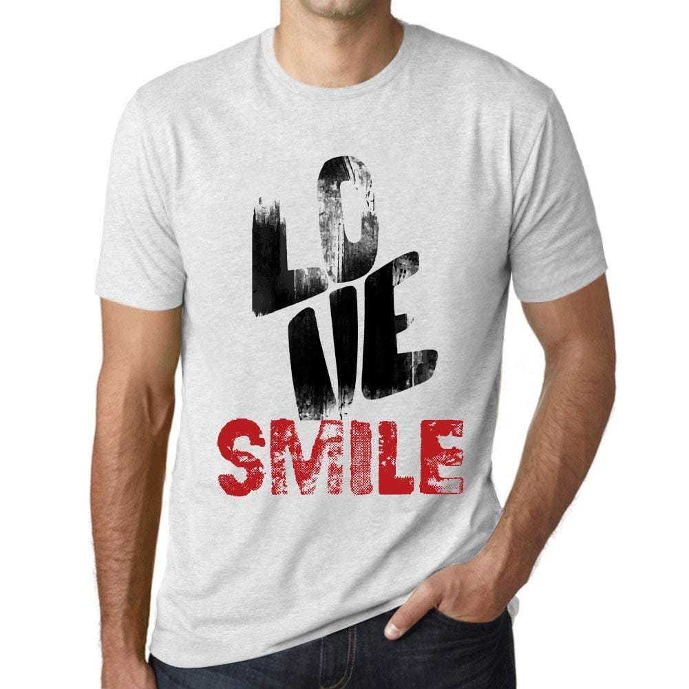 Ultrabasic - Homme T-Shirt Graphique Love Smile Blanc Chiné