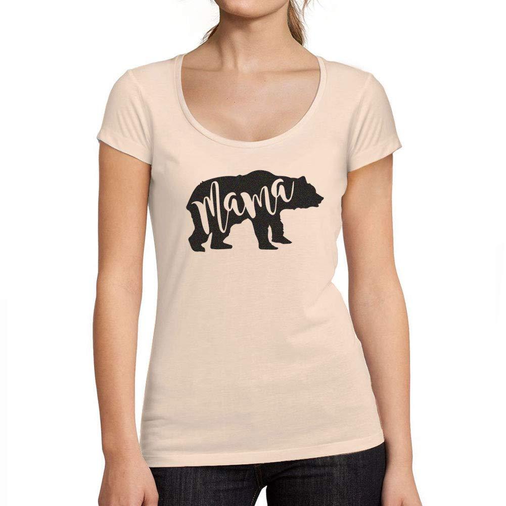 Tee-Shirt Femme col Rond Décolleté Mama Bear Rose Crémeux