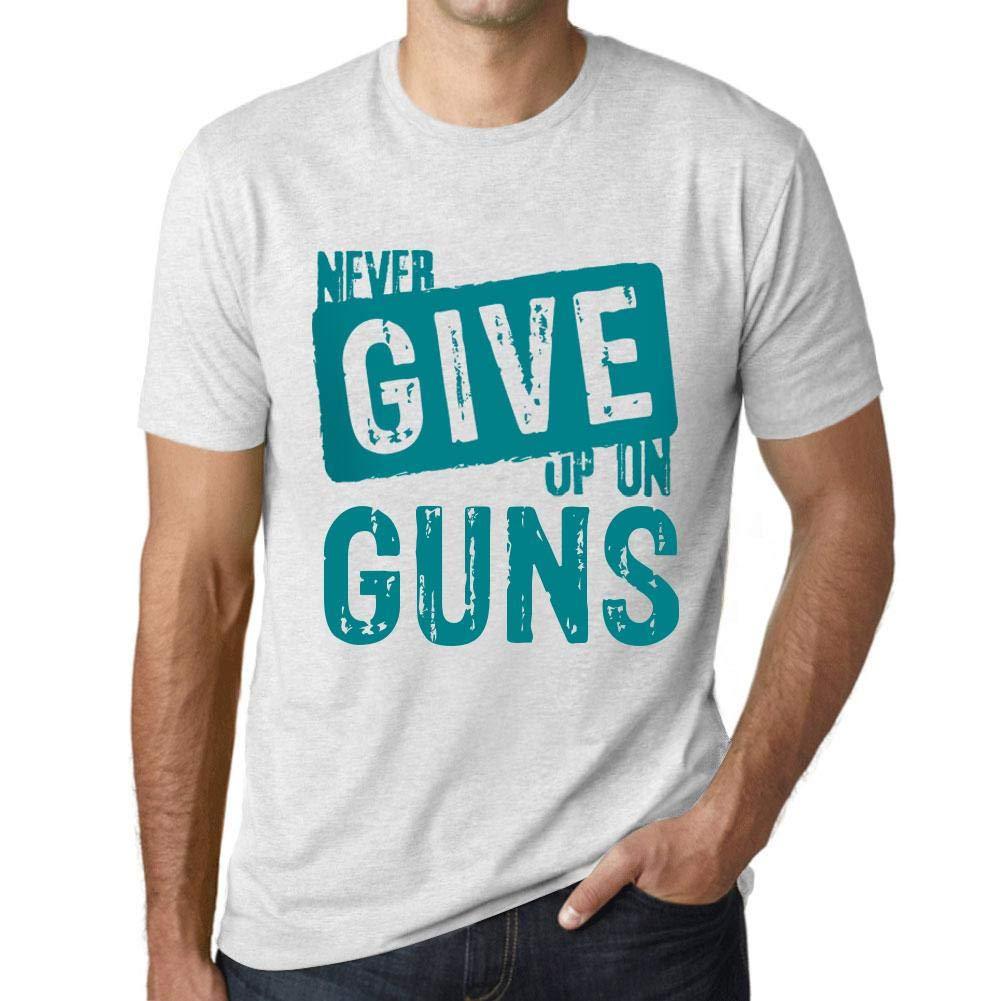 Ultrabasic Homme T-Shirt Graphique Never Give Up on Guns Blanc Chiné