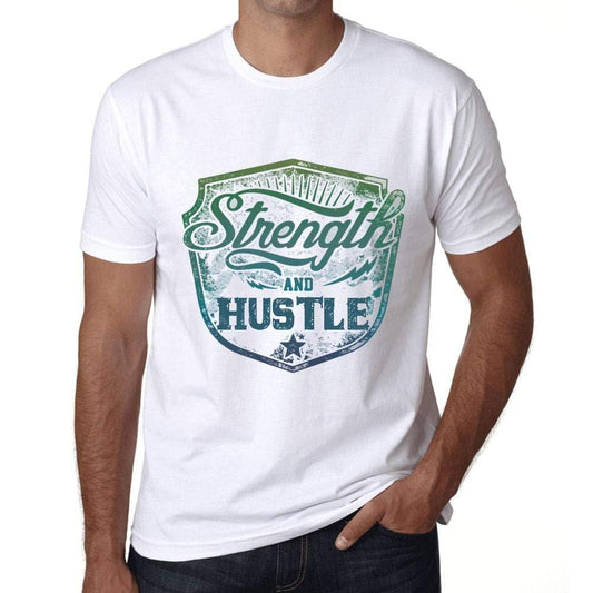 Homme T-Shirt Graphique Imprimé Vintage Tee Strength and Hustle Blanc