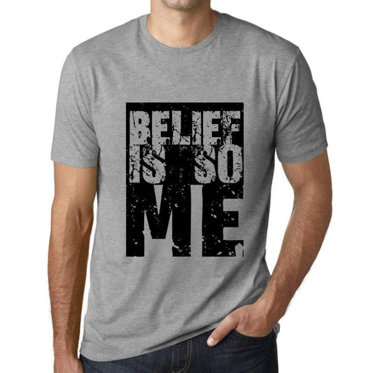 Herren T-Shirt Graphique Belief is So Me Gris Chiné