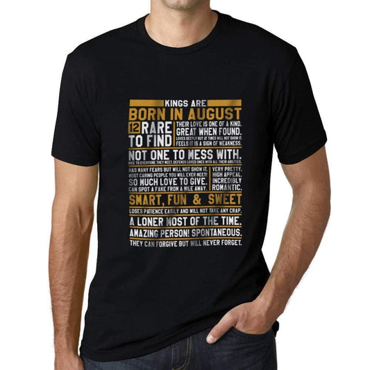 Ultrabasic - Homme T-Shirt Graphique Les Rois sont Nés en Août Imprimé T-Shirt Noir Profond