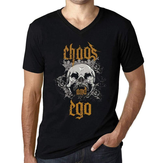 Ultrabasic - Homme Graphique Col V Tee Shirt Chaos and Ego Noir Profond