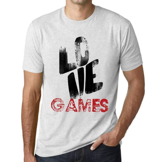 Ultrabasic - Homme T-Shirt Graphique Love Games Blanc Chiné