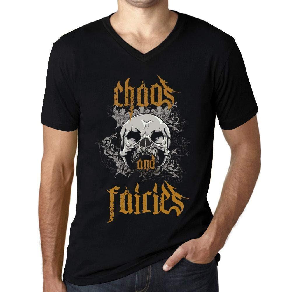 Ultrabasic - Homme Graphique Col V Tee Shirt Chaos and Fairies Noir Profond