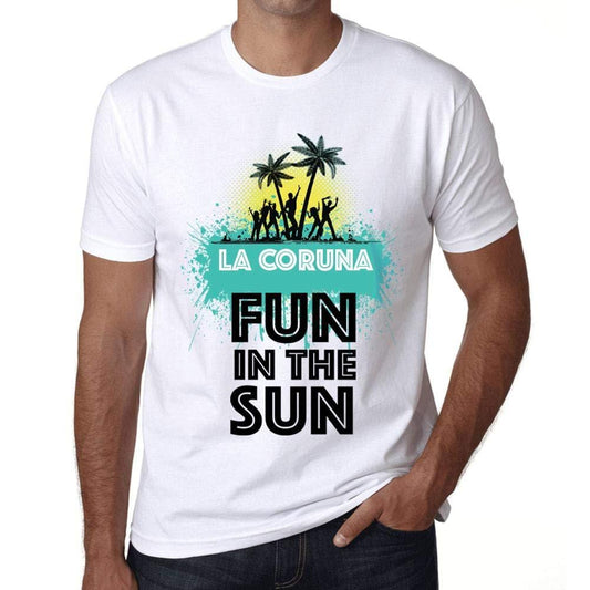 Herren T-Shirt Graphique Imprimé Vintage Tee Summer Dance LA CORUNA Blanc