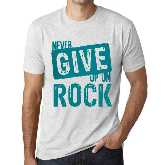 Homme T-Shirt Graphique Never Give Up on Rock Blanc Chiné