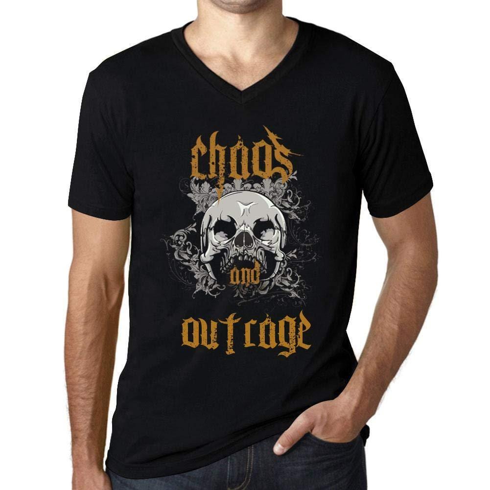 Ultrabasic - Homme Graphique Col V Tee Shirt Chaos and Outrage Noir Profond