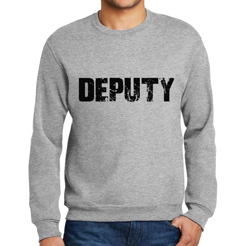 Ultrabasic Homme Imprimé Graphique Sweat-Shirt Popular Words Deputy Gris Chiné