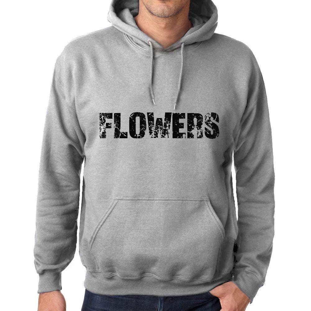 Ultrabasic Homme Femme Unisex Sweat à Capuche Hoodie Popular Words Flowers Gris Chiné