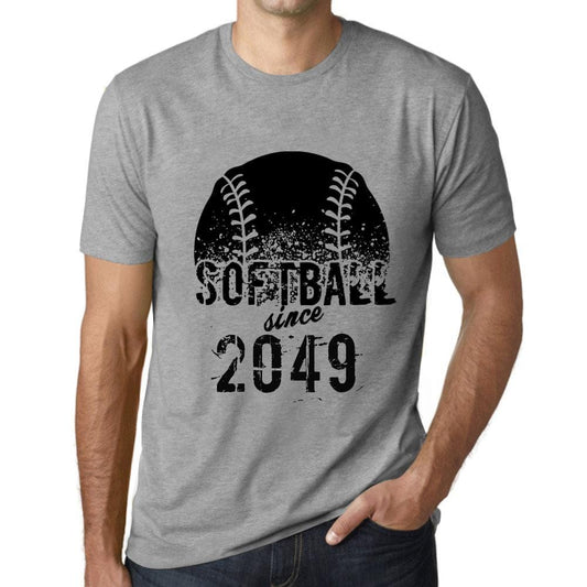 Men&rsquo;s Graphic T-Shirt Softball Since 2049 Grey Marl - Ultrabasic