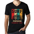 Men's Graphic T-Shirt V Neck Surf Summer Time PORTMORE Deep Black