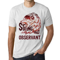 Men's Graphic T-Shirt Strong Wolf And OBSERVANT Vintage White