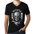 Men's Graphic V-Neck T-Shirt Never Defeated, Never SIMPLE Deep Black