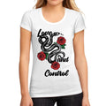 Women's Low-Cut Round Neck T-Shirt Love and Control White