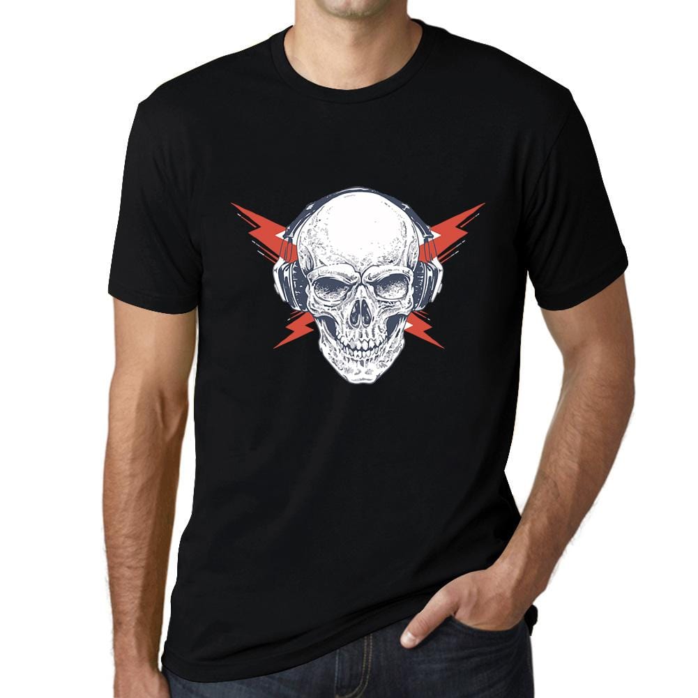 ULTRABASIC Graphic Men's T-Shirt - Headphones on Skull - Funny Shirt for Musician skulls ahirt clothes style tee shirts black printed tshirt womens hoodies badass funny gym punisher texas novelty vintage unique ghost humor gift saying quote halloween thanksgiving brutal death metal goonies love christian camisetas valentine death