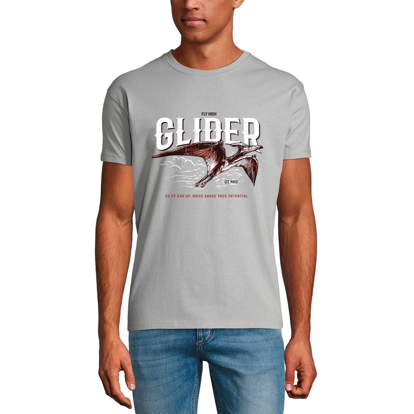 ULTRABASIC Herren-Grafik-T-Shirt Fly High Glider – Pteranodon Reptilien-Shirt für Männer