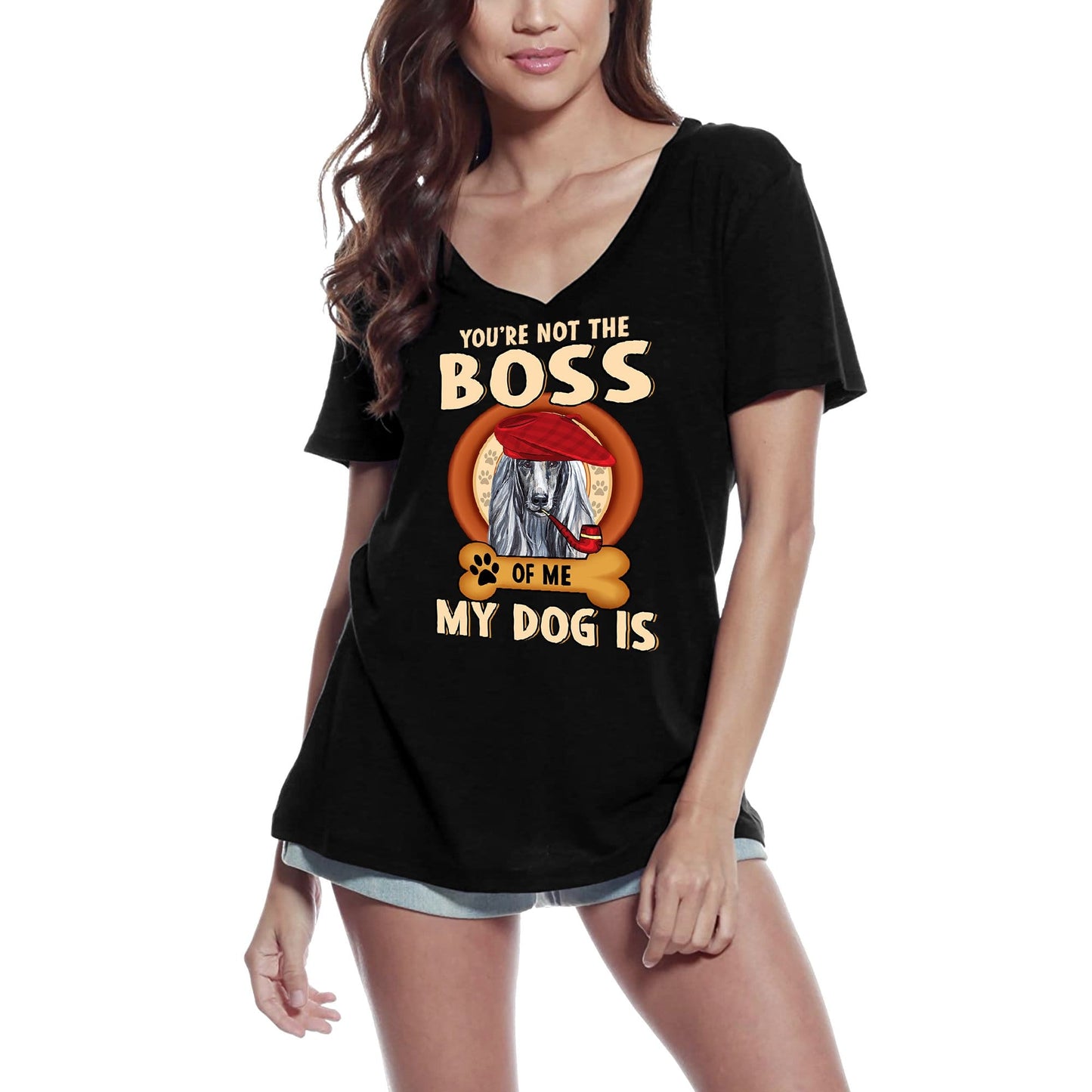 ULTRABASIC Women's T-Shirt Afghan Cute Dog Lover - Short Sleeve Tee Shirt Quote Tops