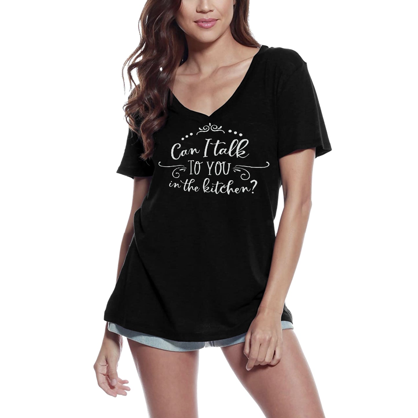 ULTRABASIC Damen-T-Shirt „Can I Talk to You in the Kitchen“ – kurzärmeliges T-Shirt