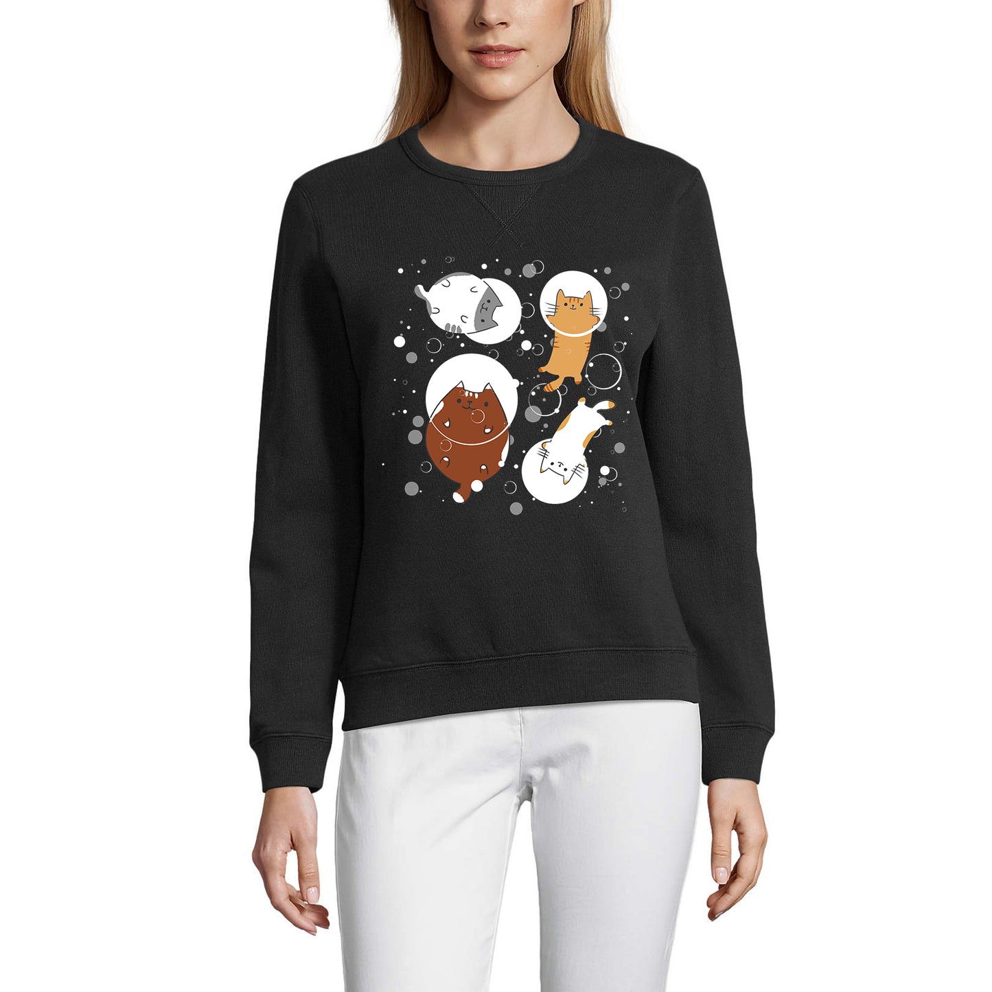 ULTRABASIC Damen Sweatshirt Flower Cat – Kätzchen Lustiger Pullover für Damen