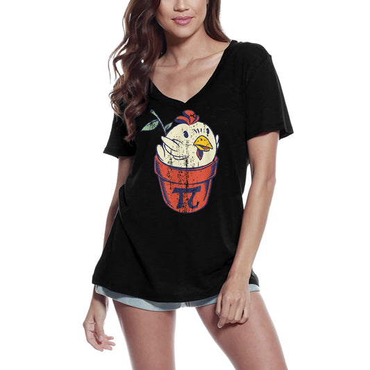 ULTRABASIC Damen-T-Shirt mit V-Ausschnitt, Chicken Pot Pi Day – lustiges Mathe-Geschenk-T-Shirt