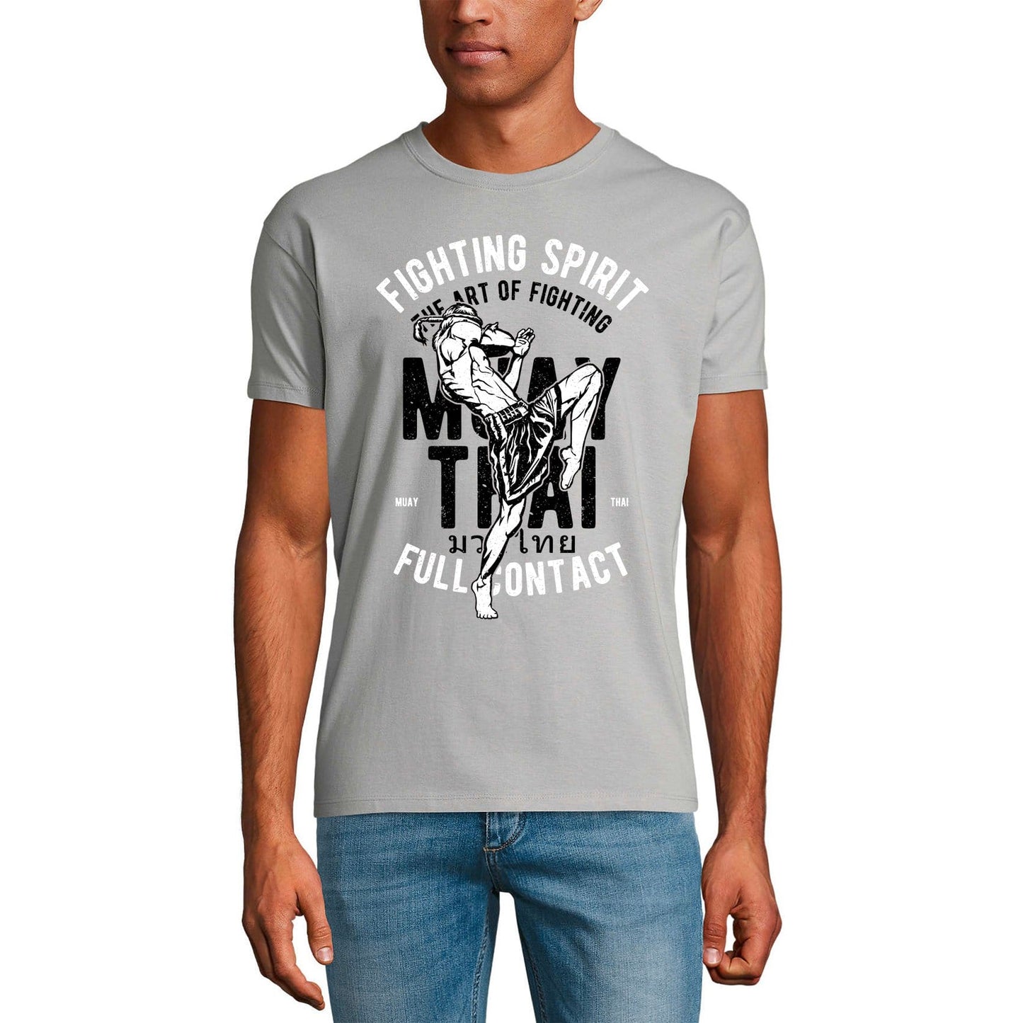ULTRABASIC Herren Grafik-T-Shirt Fighting Spirit – Muay Thai Full Contact – Shirt für Kämpfer