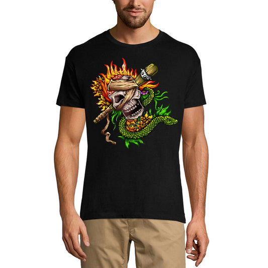 ULTRABASIC Herren-Grafik-T-Shirt Fire Skull Snake – Totenkopf-Shirt für Männer