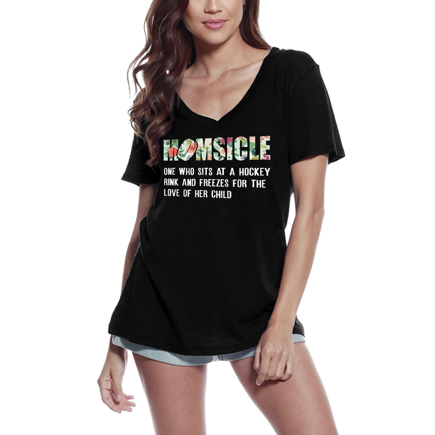 T-shirt ULTRABASIC pour femmes Momsicle One Who Assis à une patinoire de hockey - Tee-shirt Hockey Mom