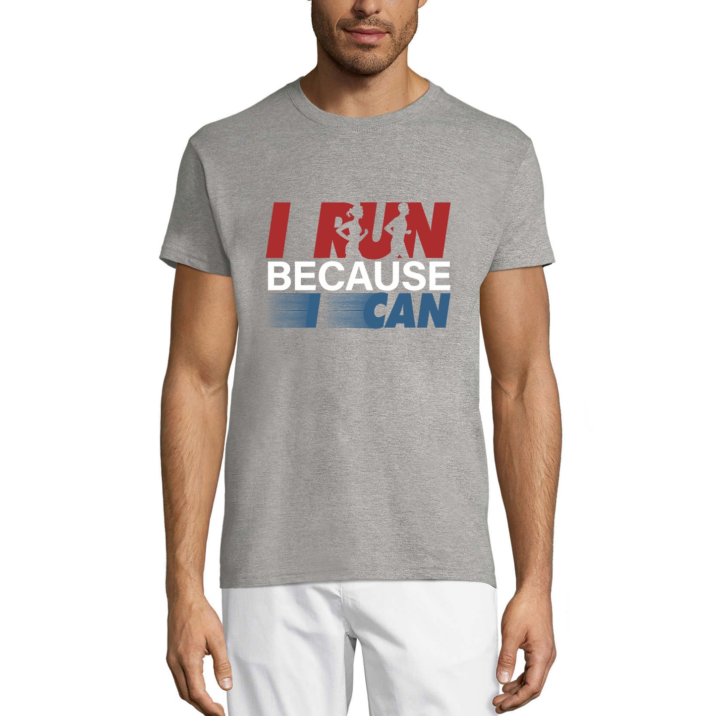 ULTRABASIC Men's Novelty T-Shirt I Run Because I Can - Runner Tee Shirt