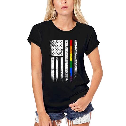 ULTRABASIC Women's Organic T-Shirt LGBT US Flag - Pride Apparel