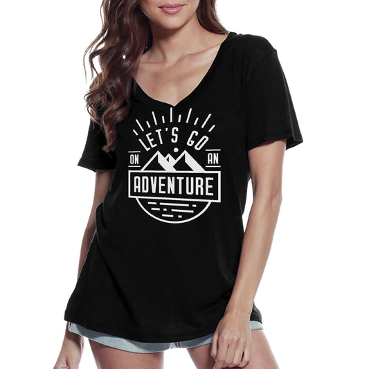 T-Shirt Col V Femme ULTRABASIC Partons à l'aventure - Tee shirt Manches Courtes