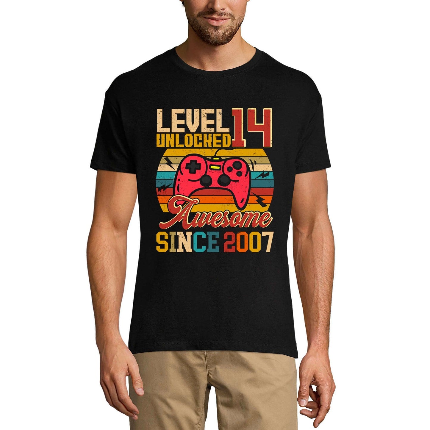 T-shirt de jeu ULTRABASIC pour hommes, niveau 14 débloqué, cadeau de joueur pour le 14e anniversaire