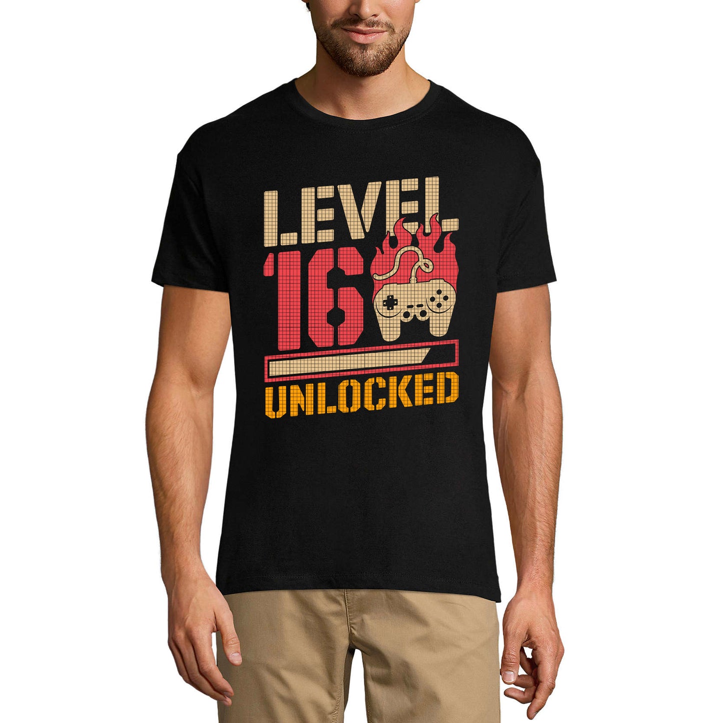 ULTRABASIC Men's Gaming T-Shirt Level 16 Unlocked - 16th Birthday Gift - Gamer Tee Shirt