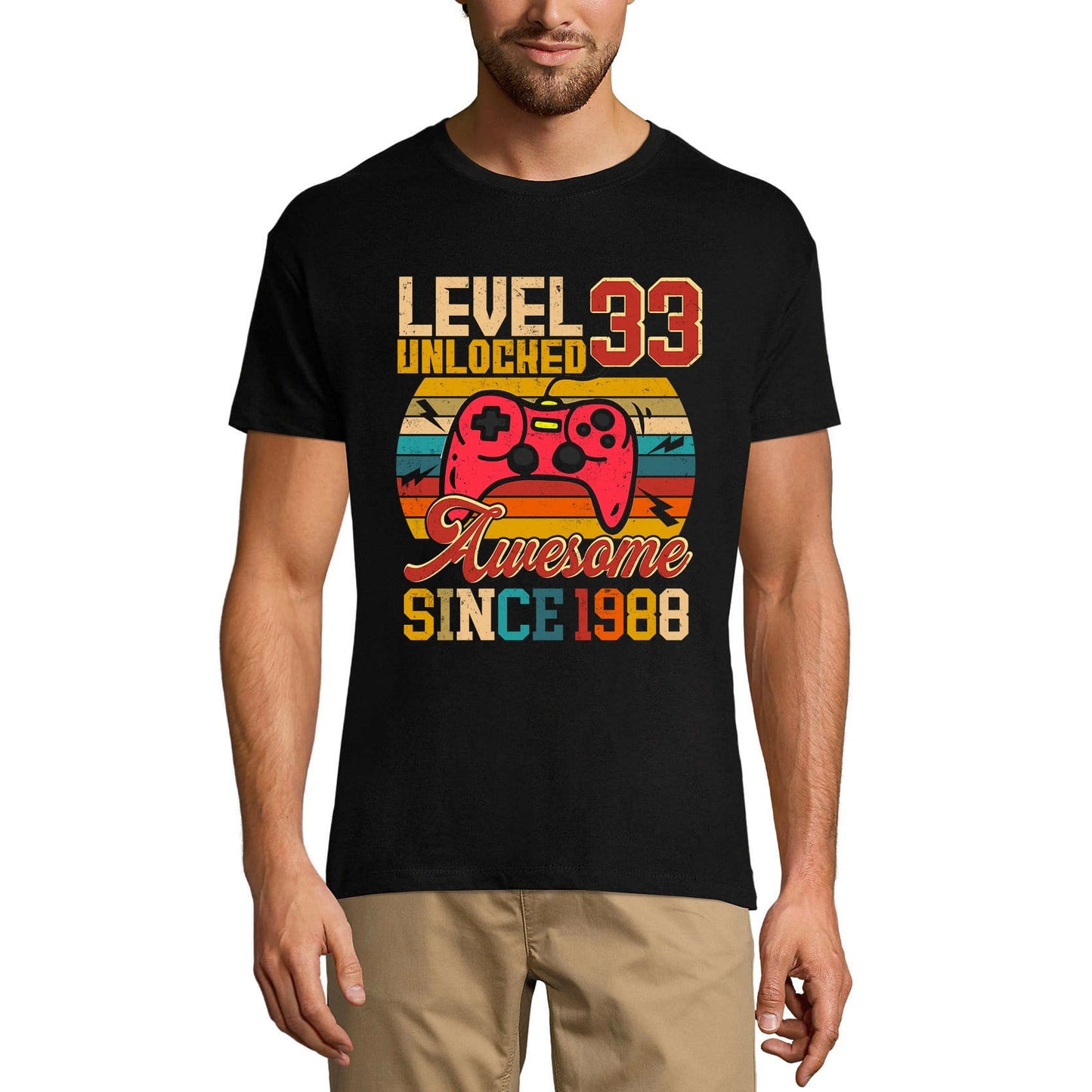 ULTRABASIC Men's Gaming T-Shirt Level 33 Unlocked - Gamer Gift Tee Shirt for 33th Birthday
