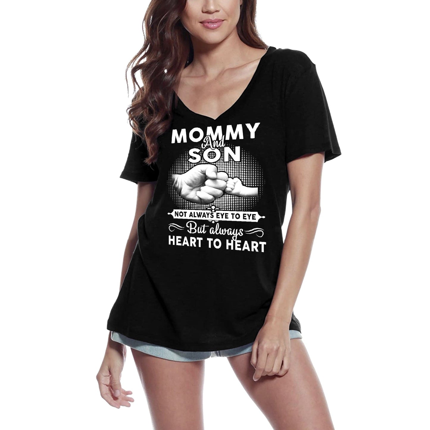 ULTRABASIC Women's Novelty T-Shirt Mommy and Son - Short Sleeve Tee Shirt Tops