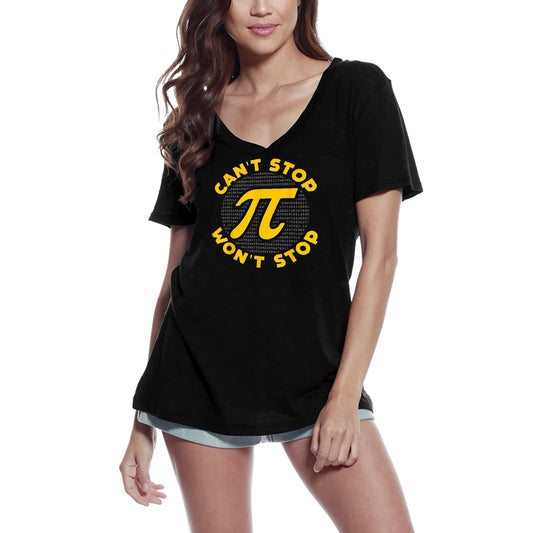 ULTRABASIC Women's V-Neck T-Shirt Can't Stop Won't Stop - National Pi Day