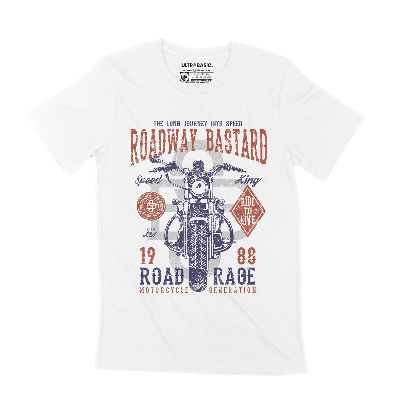 ULTRABASIC Herren T-Shirt Roadway Bastard Speed ​​King – Ride to Live 1988 Motorrad-T-Shirt