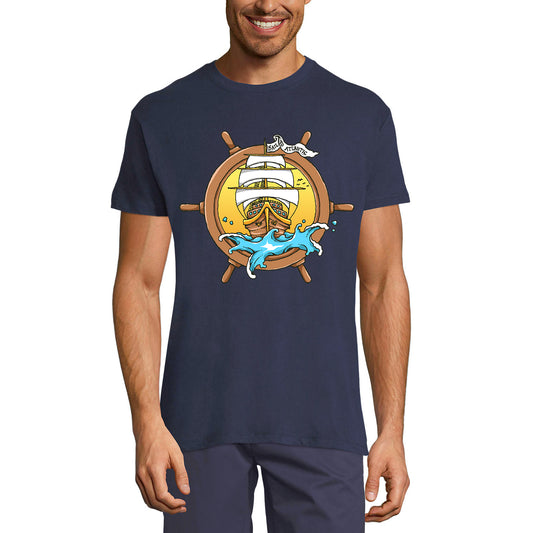 ULTRABASIC Herren-Grafik-T-Shirt Sail To Atlantic – Meeresleben – Schiffssegeln