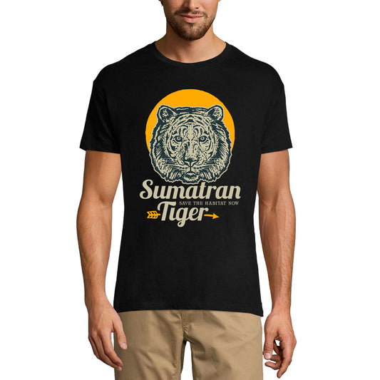 ULTRABASIC Graphic Herren T-Shirt Sumatra-Tiger - Tigerkopf - Sonnenuntergang