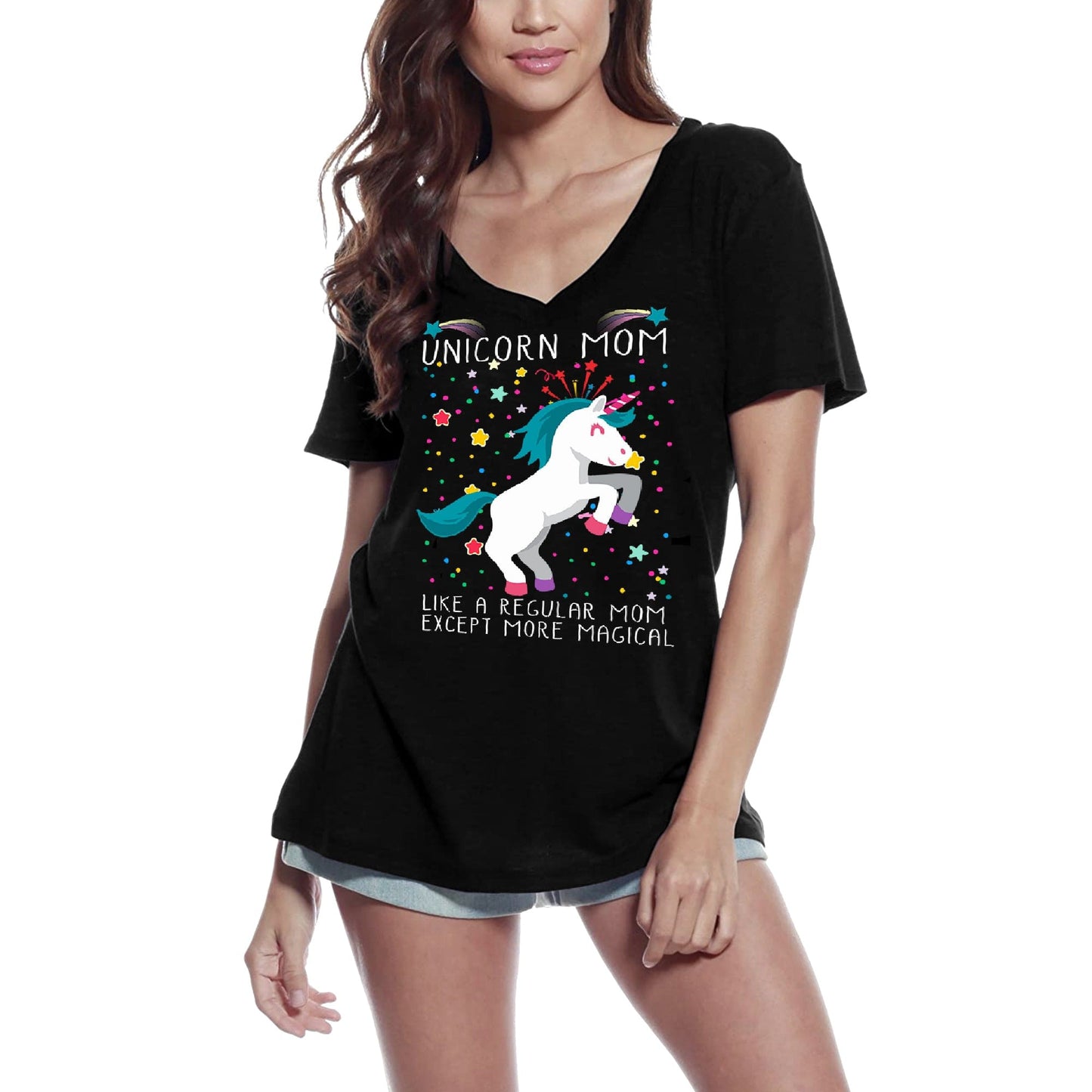 ULTRABASIC Women's T-Shirt Unicorn Mom Like a Regular Mom Except More Magical - Funny Tee Shirt