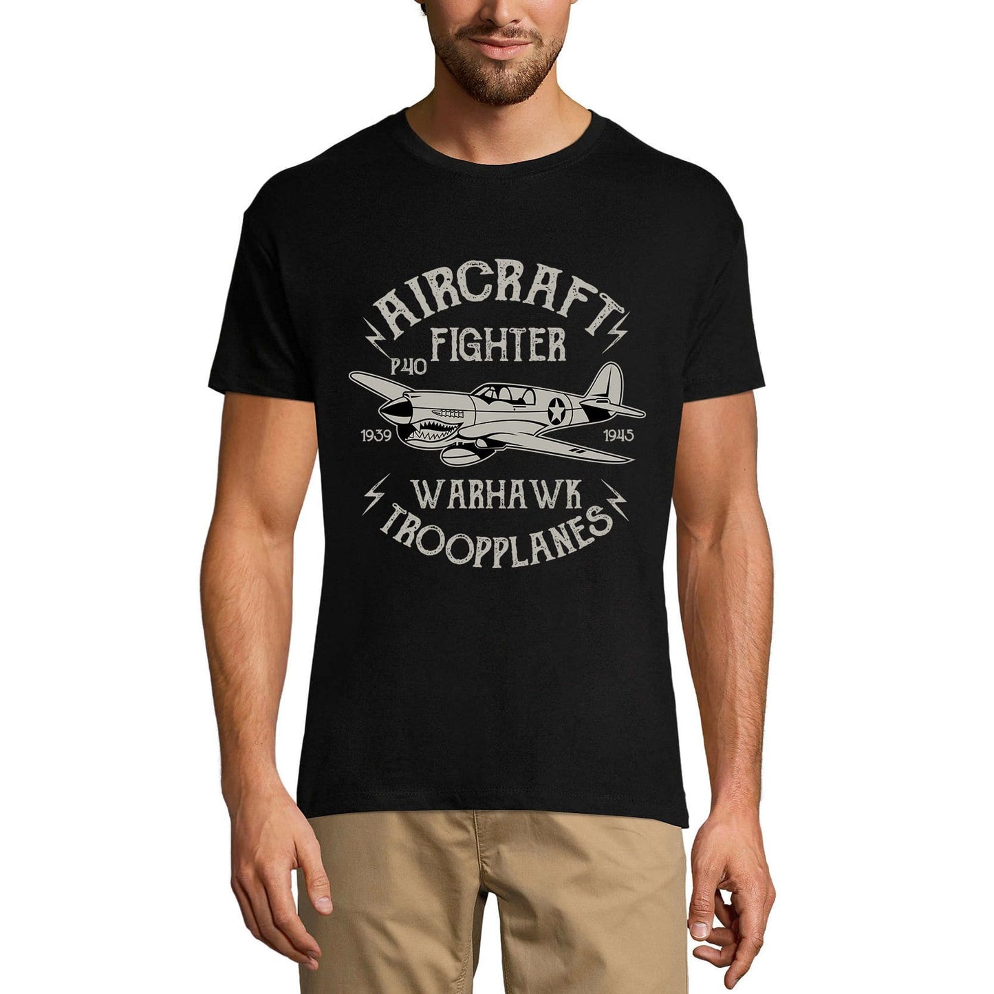 ULTRABASIC Herren Grafik-T-Shirt Aircraft Fighter Warhawk – Patriotisches T-Shirt