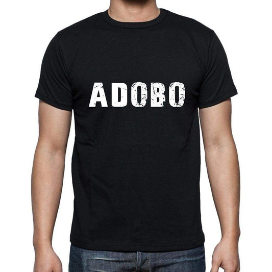 Adobo Mens Short Sleeve Round Neck T-Shirt 5 Letters Black Word 00006 - Casual