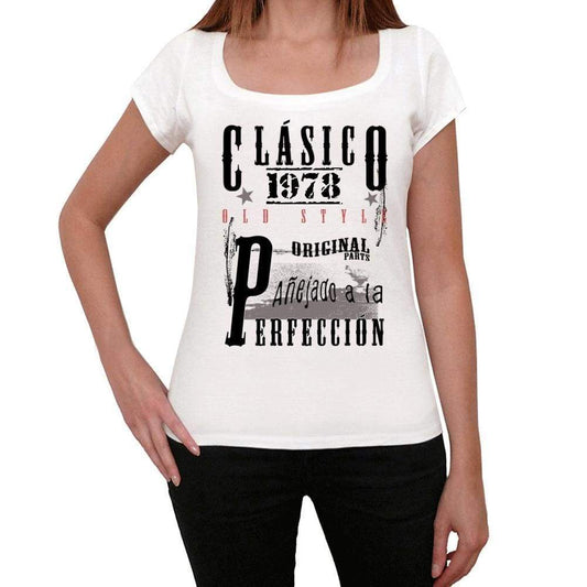Aged To Perfection, Spanish, 1978, White, Women's Short Sleeve Round Neck T-shirt, gift t-shirt 00360 - Ultrabasic