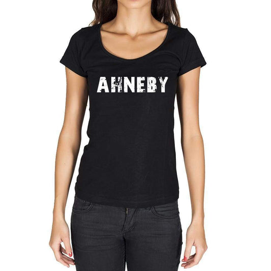 Ahneby German Cities Black Womens Short Sleeve Round Neck T-Shirt 00002 - Casual