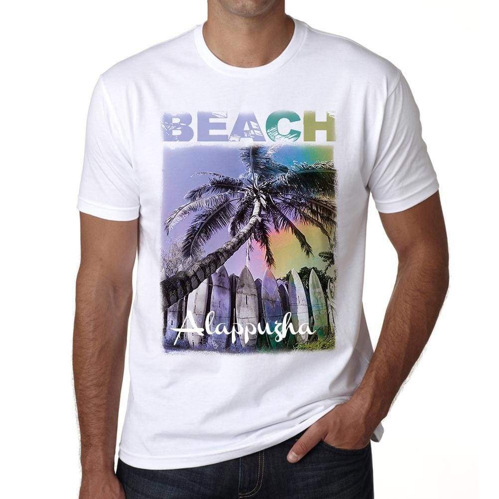 Alappuzha Beach Palm White Mens Short Sleeve Round Neck T-Shirt - White / S - Casual