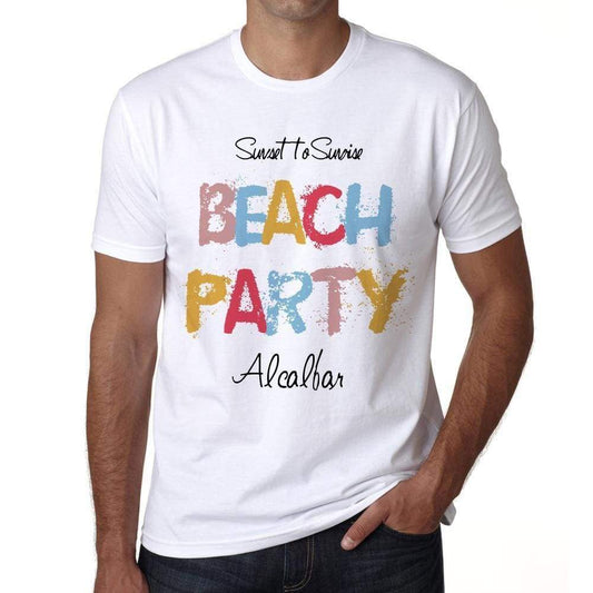Alcalfar Beach Party White Mens Short Sleeve Round Neck T-Shirt 00279 - White / S - Casual
