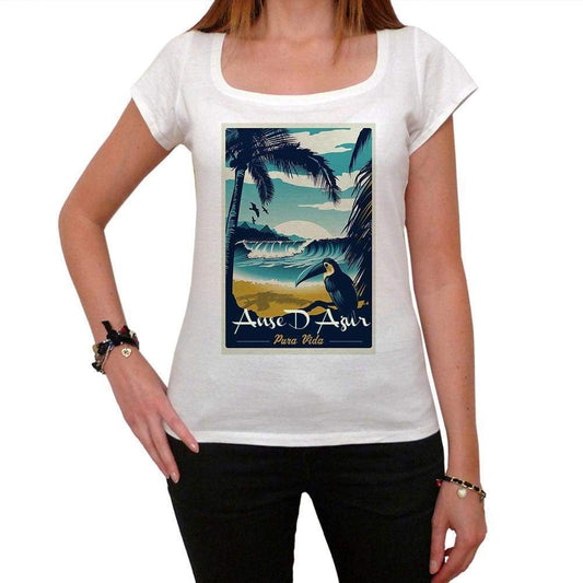 Anse D Azur Pura Vida Beach Name White Womens Short Sleeve Round Neck T-Shirt 00297 - White / Xs - Casual