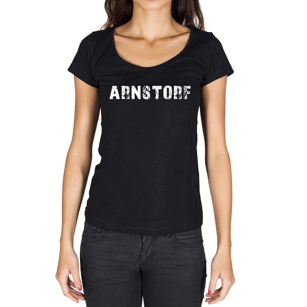 Arnstorf German Cities Black Womens Short Sleeve Round Neck T-Shirt 00002 - Casual
