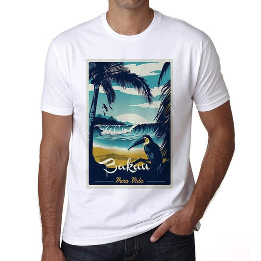 Bakau Pura Vida Beach Name White Mens Short Sleeve Round Neck T-Shirt 00292 - White / S - Casual